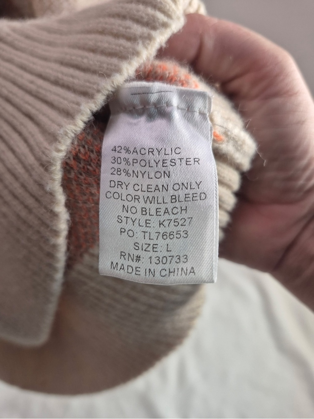 Umgee Cream Crewneck Sweater with Orange, Yellow & Taupe Floral Motif - Picture 5 of 5
